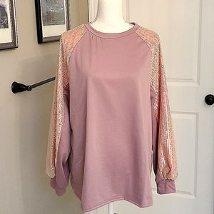 Sequined sleeved top